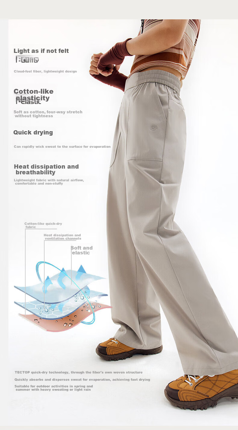 TECTOP Women's Straight-Leg Breathable Quick-Dry Slim Casual Pants 7